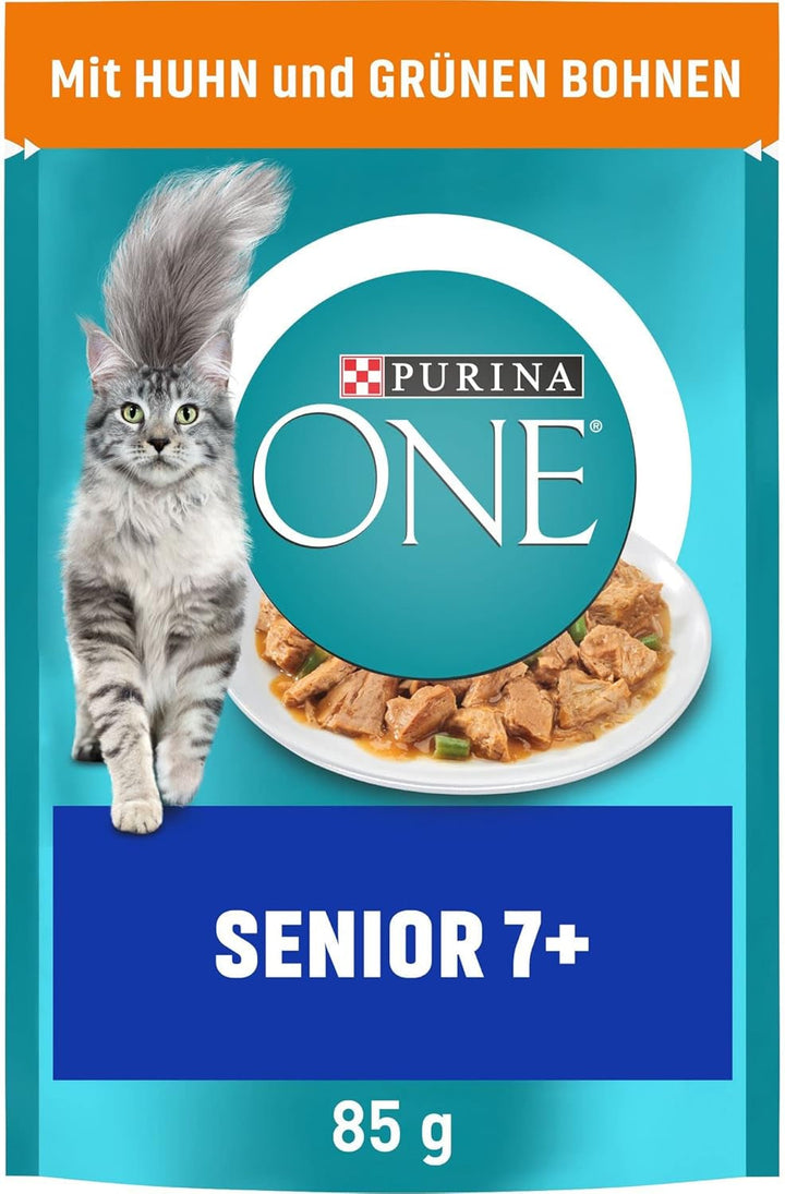 PURINA ONE Senior 7+ Hrană umedă pentru pisici, bucăți fragede în sos cu pui, pachet de 26 (26 X 85G)