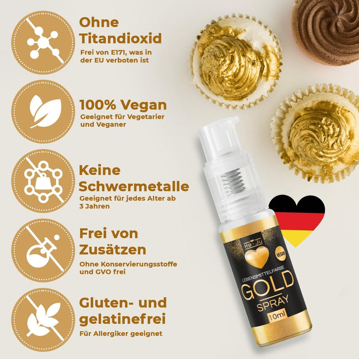 He-Ju colorant alimentar pulbere, spray, auriu, 10 grame Coloranti Alimentari Naty Shop