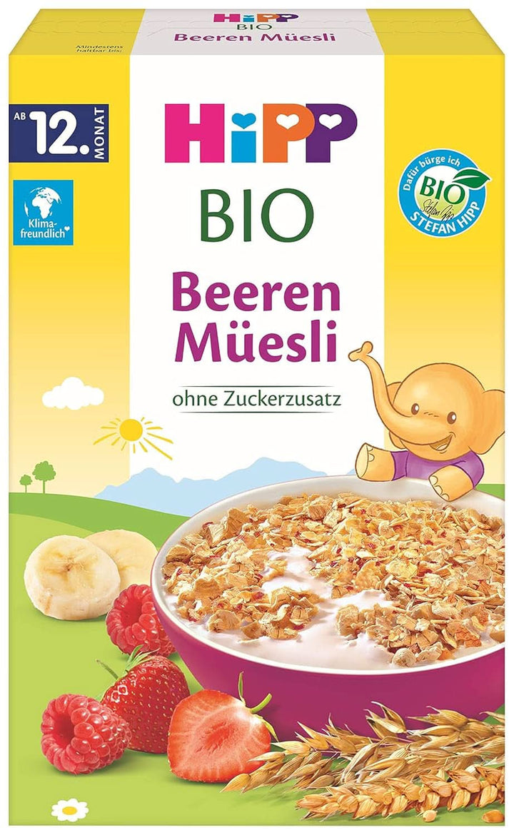 Muesli de fructe ecologic Hipp, pachet de 6 x 200 grame Cereale Naty Shop 6 x 200 grame Muesli cu fructe de pădure