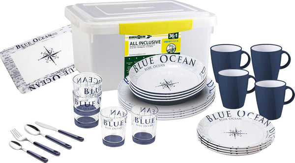 All Inclusive Teller Aus Melamin Blue Ocean - 36-Tellig Seturi vesela masa Naty Shop Default Title