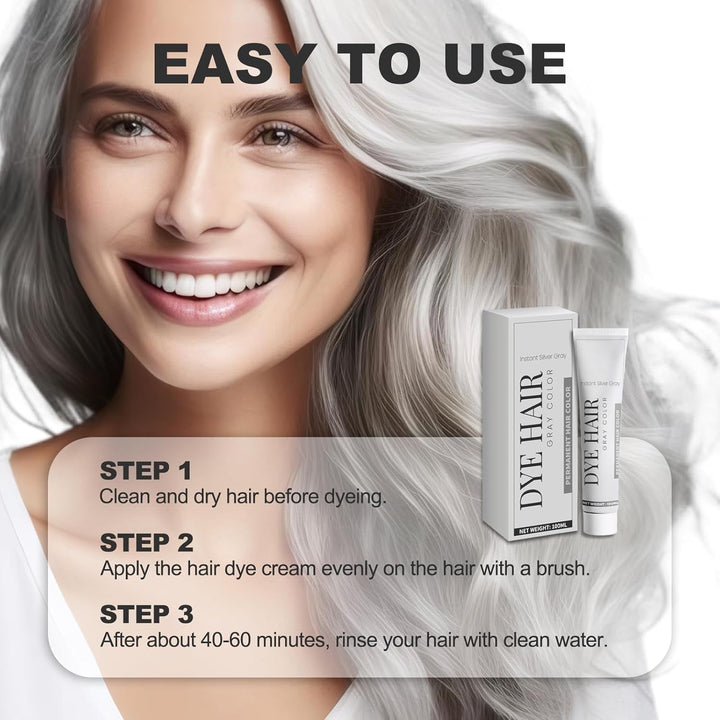 Vopsea de păr Grey Silver Vopsea de păr Silver Grey Vopsea de păr Silver Natural Unisex Vopsea de păr Light Gray Silver Color Cream pentru toate tipurile de păr（100ml） Vopsea pentru par Naty Shop