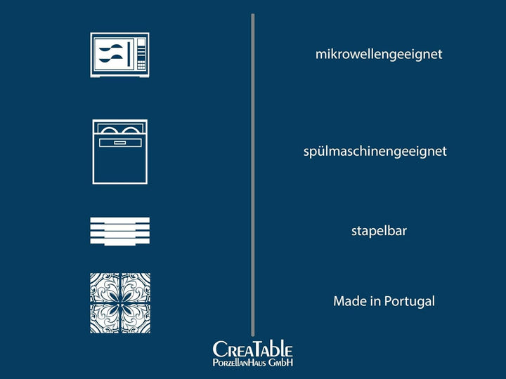 Creatable, 22979, Serie Uno BLACK, 12-Teiliges Geschirrset, Teller Set Aus Steinzeug, Spülmaschinen- Und Mikrowellengeeignet, Made in Portugal Seturi vesela masa Naty Shop