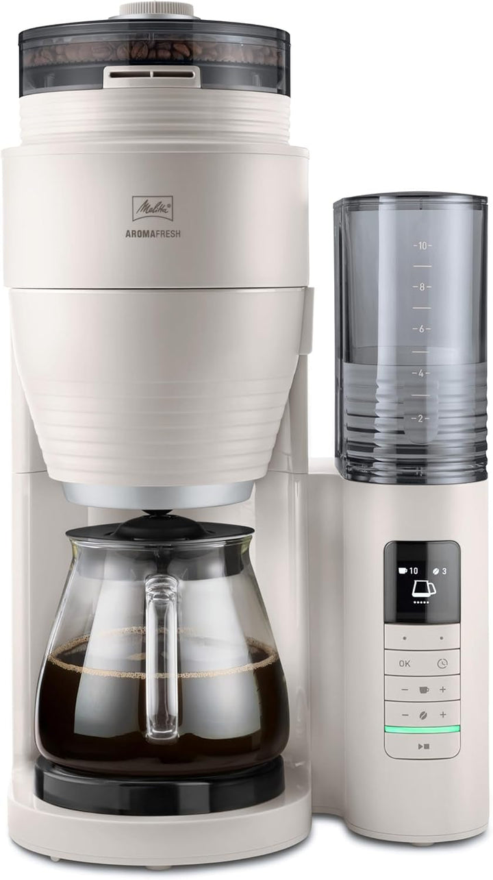 Melitta Aromafresh Therm Pro X - Espressor cu râșniță, espressor cu filtru și vas termic și rezervor de apă detașabil, pentru până la 8 cești de cafea, negru