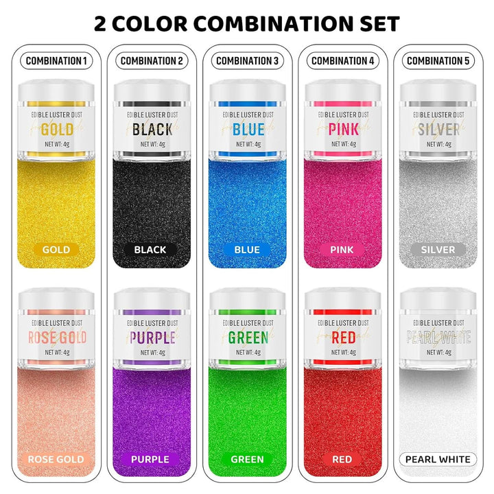 Glitter (sclipici) comestibil, pudra, set 2 culori, diverse nuante, 2 x 4 grame Coloranti Alimentari Naty Shop