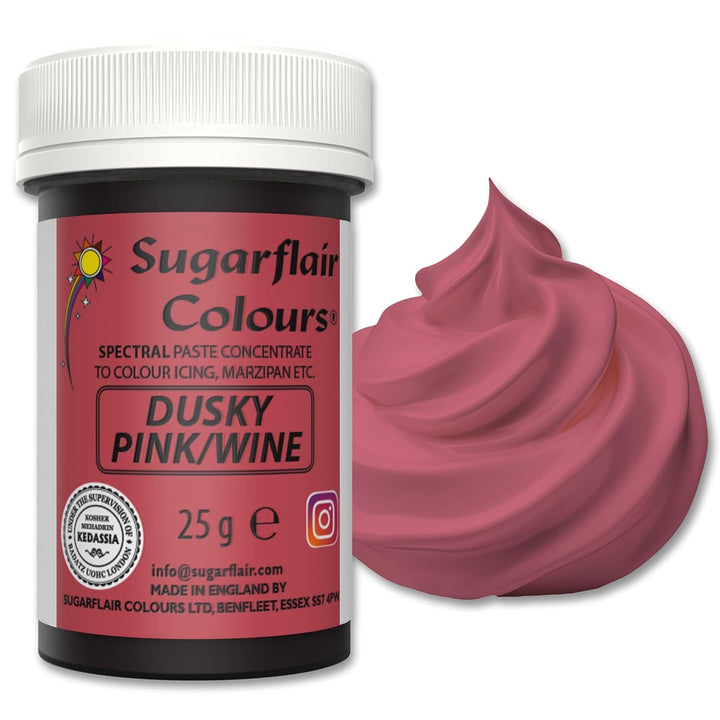 Sugarflair Spectral Navy Blue Lebensmittelfarbe Paste, Hochkonzentrierte Lebensmittelfarbe Für Buttercreme, Zuckerpaste, Royal Icing, Kuchenmischungen Und Mehr! Lebensmittelfarbstoff - 25G Coloranti Alimentari Naty Shop Dusky Pink/Wine