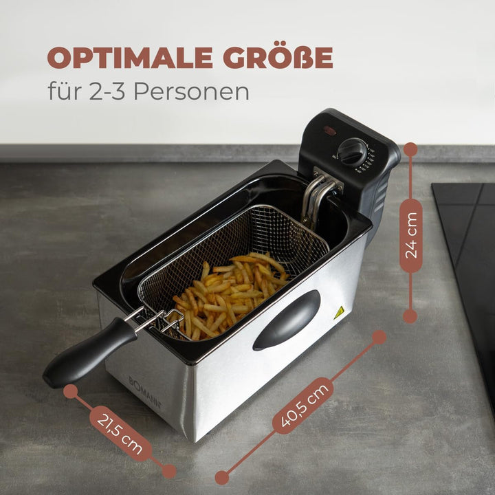 Bomann® Friteuza cu ulei, capacitate de 3L, tehnologie cu zonă rece și scurgere, 2000 W Electrocasnice Naty Shop