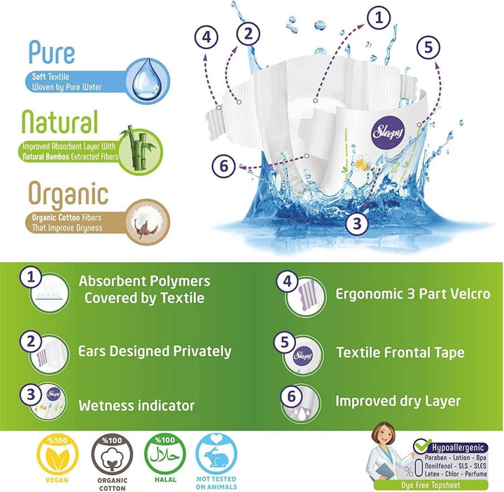 SOHO, Scutece pentru copii, fabricate din bumbac organic și extract de bambus, confort și senzatie de uscat Mama si Copilul Naty Shop