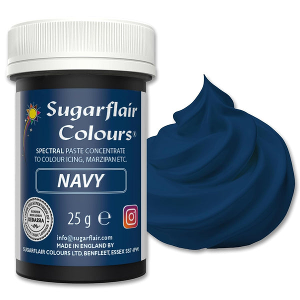 Sugarflair Spectral Navy Blue Lebensmittelfarbe Paste, Hochkonzentrierte Lebensmittelfarbe Für Buttercreme, Zuckerpaste, Royal Icing, Kuchenmischungen Und Mehr! Lebensmittelfarbstoff - 25G Coloranti Alimentari Naty Shop Navy Blue