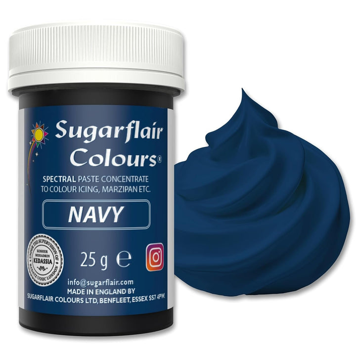 Sugarflair Spectral Navy Blue Lebensmittelfarbe Paste, Hochkonzentrierte Lebensmittelfarbe Für Buttercreme, Zuckerpaste, Royal Icing, Kuchenmischungen Und Mehr! Lebensmittelfarbstoff - 25G Coloranti Alimentari Naty Shop Navy Blue