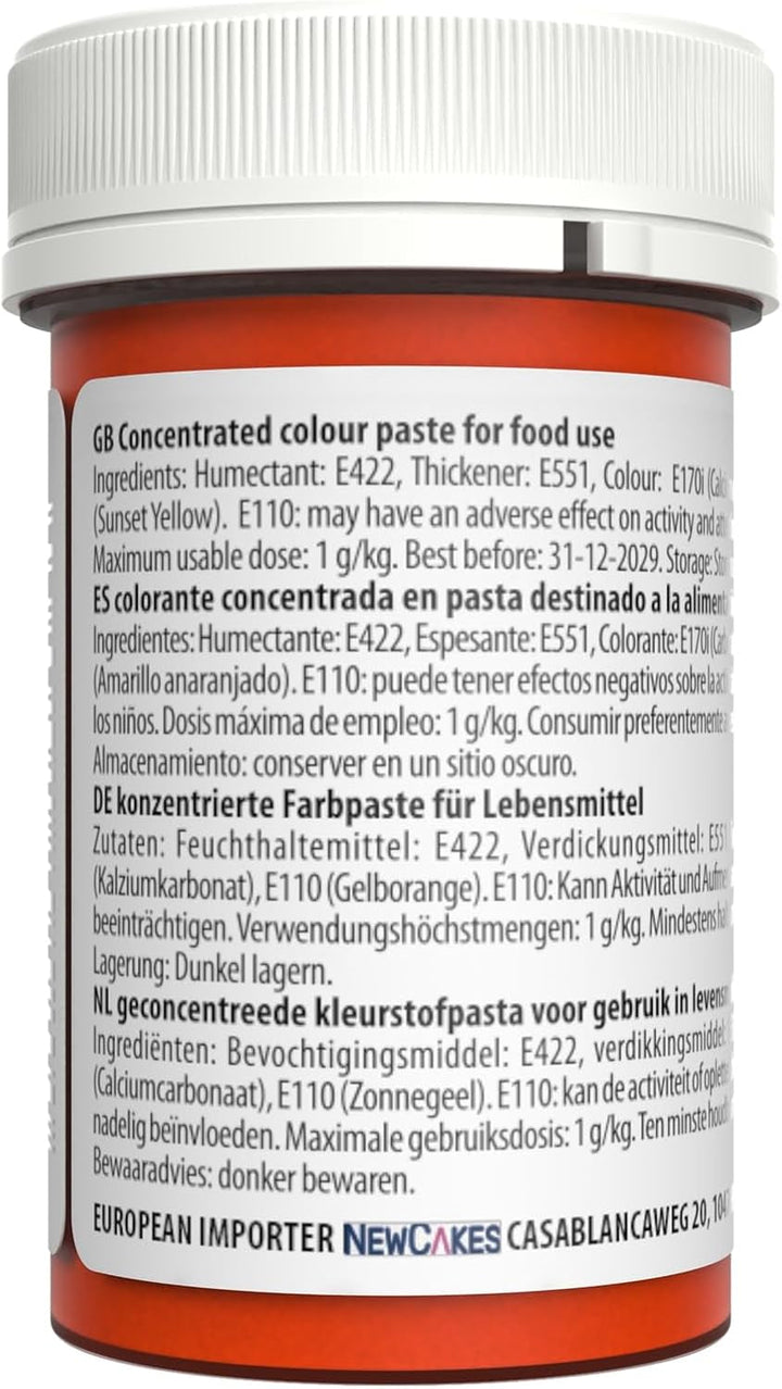 Sugarflair Lebensmittelfarbe Pasta Pastel Orange, Pasta Lebensmittel Farbe Für Fondant Und Marzipan, Spectral Concentrated Paste Colours - 25G Coloranti Alimentari Naty Shop