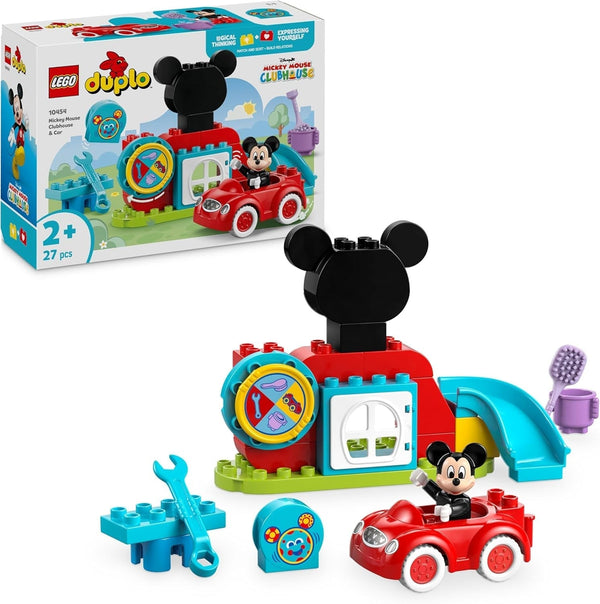LEGO DUPLO - Disney Mickey's Clubhouse și mașină - jucărie educativă pentru preșcolari - set de construcție cu 2 minifigurine, inclusiv Mickey Mouse și Computer Toodles - idee de cadou pentru băieți și fete de la 2 ani 10454 Seturi de constructie Besuche den LEGO-Store Titlu implicit