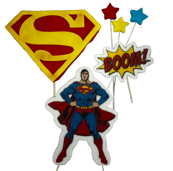 Set 6 decoratiuni comestibile din pasta de zahar, Superman Decoratiuni din Pasta de Zahar Naty Shop