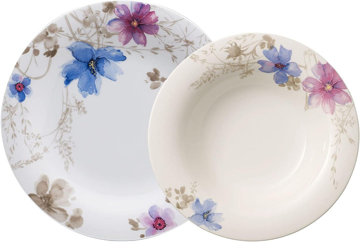 Villeroy & Boch - Mariefleur Gris Set de cafea sau mic dejun din porțelan premium Seturi vesela masa Naty Shop Alb Set Farfurii 12 bucati