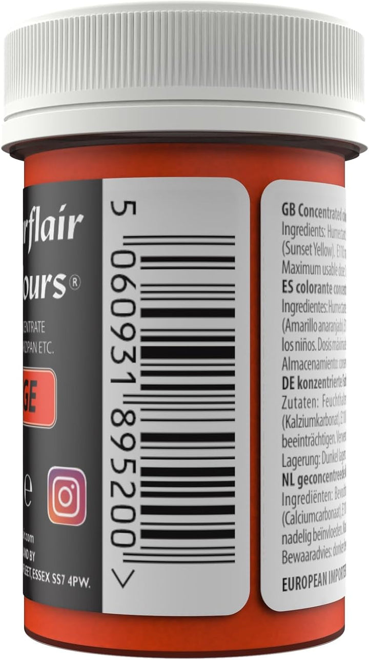 Sugarflair Lebensmittelfarbe Pasta Pastel Orange, Pasta Lebensmittel Farbe Für Fondant Und Marzipan, Spectral Concentrated Paste Colours - 25G Coloranti Alimentari Naty Shop