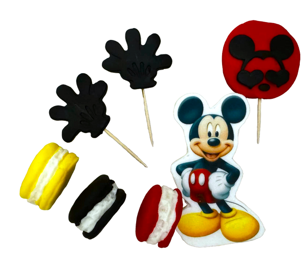 Set 7 decoratiuni comestibile din pasta de zahar, Mickey Mouse Decoratiuni din Pasta de Zahar Naty Shop