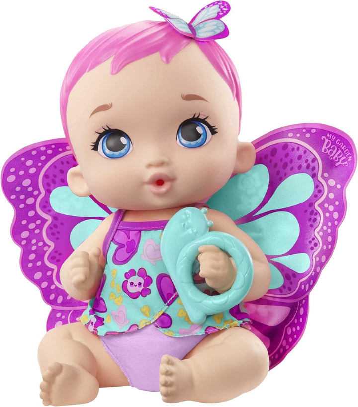 My Garden Baby GYP10 - Păpușă fluture pentru hrănit și îmbrăcat (30 cm), cu scutec reutilizabil, haine și aripi detașabile, jucărie pentru copii de la vârsta de 2 ani Papusi Naty Shop