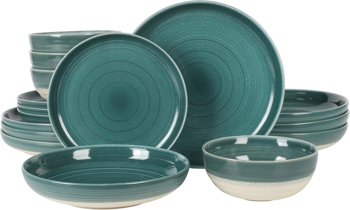 Set de veselă Matisse cu bol dublu, Serviciu pentru 4 persoane Seturi vesela masa Naty Shop Verde-albastru (Trace Of Paradise) Serviciu pentru 4 persoane (16 bucăți)