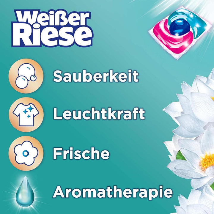 White Giant Universal Trio-Caps Aromatherapy Floral Sensation (120 spălări), Detergent de rufe cu lotus, Detergent pentru rufe grele cu parfum intens Detergenti Rufe Naty Shop