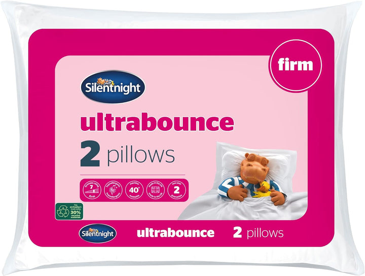 Pereche de perne de lux Silentnight Ultrabounce, microfibră, alb, pachet de 2, 2 Perne standard Naty Shop Prindere fermă Pachet de 2