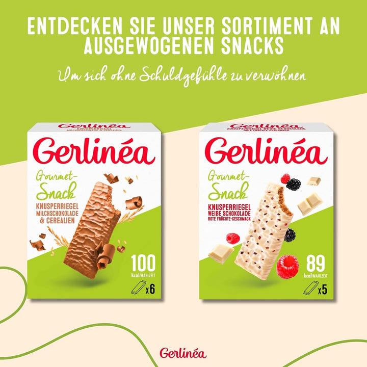 Gerlinéa - Snack Crousti Ciocolată Albă Fructe Roșii - Napolitană Crocantă pentru o Gustare Delicioasă - Sursă de Fibre - 5 Batoane Crousti - 90G