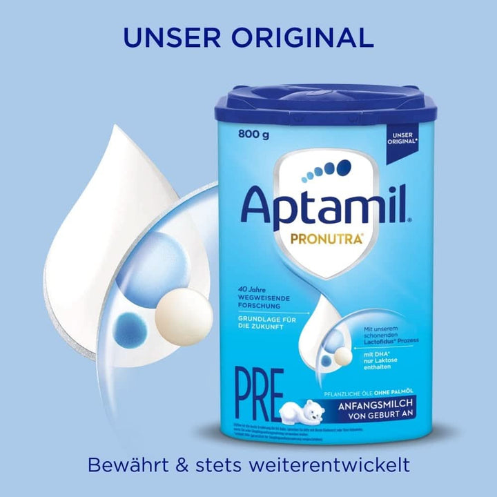 Aptamil Pronutra PRE - Lapte inițial de la naștere, cu DHA, doar lactoză, fără ulei de palmier, mâncare pentru copii, lapte praf, 800 grame Mama si Copilul Naty Shop