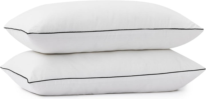 Pernă Sweetnight 80X80 Set de 2, pernă din microfibră 1300G, pernă moale și de susținere a gâtului pentru toate pozițiile de dormit, capac respirabil 100% bumbac, certificat Oeko-Tex Perne standard Naty Shop Alb 50 X 70 Cm Set de 2 Design cu dungi 1