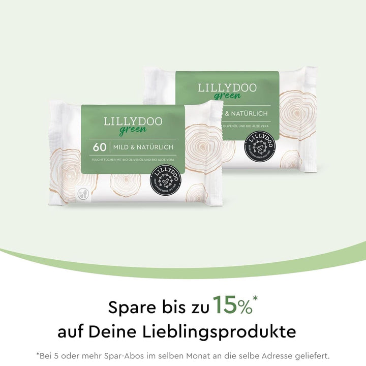 Șervețele umede naturale verzi LILLYDOO, 100% fără plastic, fără parfum (FSC Mix) Servetele Umede Bebelusi Naty Shop