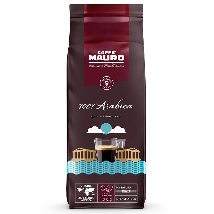 Caffè Mauro - Cafea boabe - 1 Kg - Amestec Avvolgente - Prăjire medie - Intensitate 8/10 - Made in Italy Cafea Naty Shop 100 Arabica Mischung