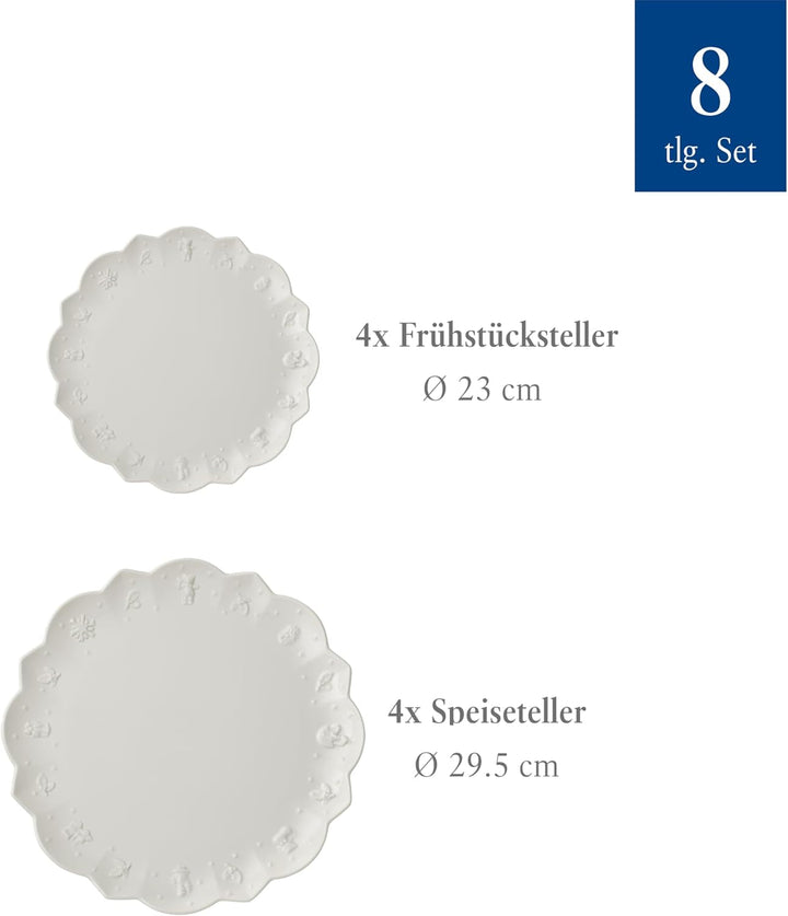 Villeroy & Boch – Toy'S Delight Royal Classic Geschirr-Set 8 Teilig Weiß, Spülmaschinenfest, Mikrowellensicher, Teller, Tellerset, Geschirrset 4 Personen, Weihnachtsgeschirr Toys, Premium Porcelain Seturi vesela masa Naty Shop