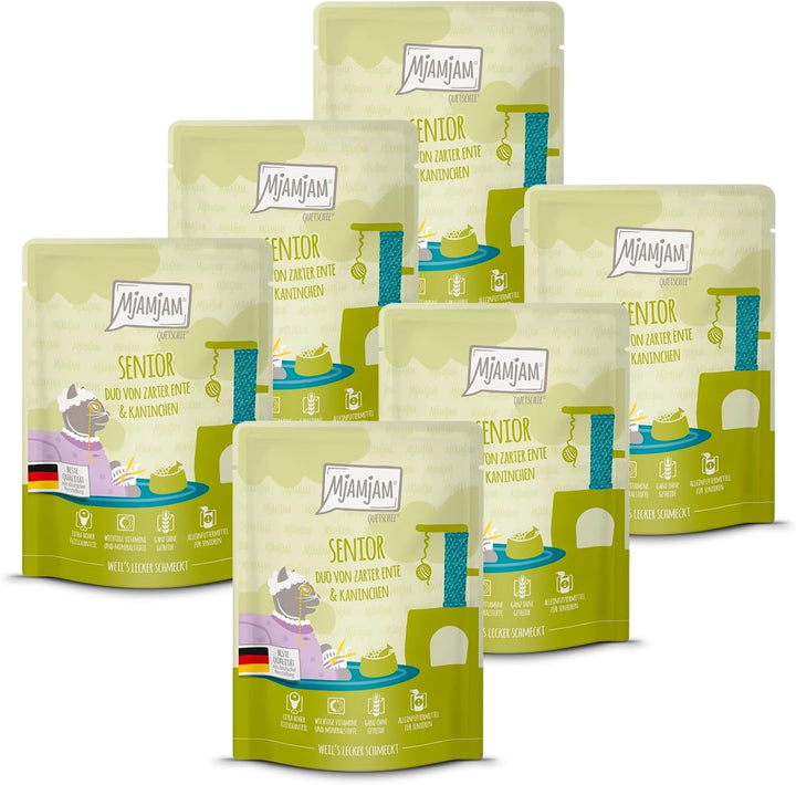 Mjamjam - Hrană umedă premium pentru pisici - Senior - Juicy Chicken, 6Pack (6X800G), fără cereale