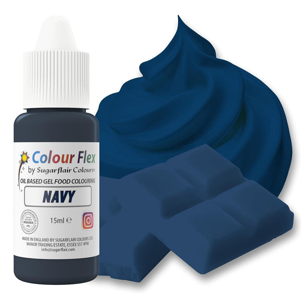 Sugarflair Colourflex Lebensmittelfarbe Auf Ölbasis Navy Blue, Flüssige Lebensmittel Farbe Hochkonzentriert, Food Coloring Für Buttercreme, Schokolade, Teige, Fondant, Zuckerguss Und Mehr - 15 Ml Coloranti Alimentari Naty Shop Default Title