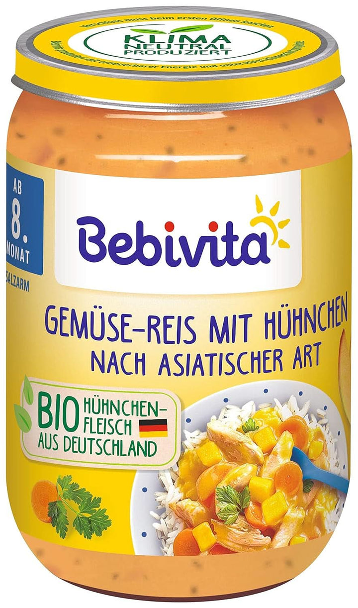 Meniuri De la 8 luni Spaghetti Bolognese, pachet de 6 (6 X 220 grame), mediu Mama si Copilul Naty Shop Mediu Orez cu legume și pui în stil asiatic