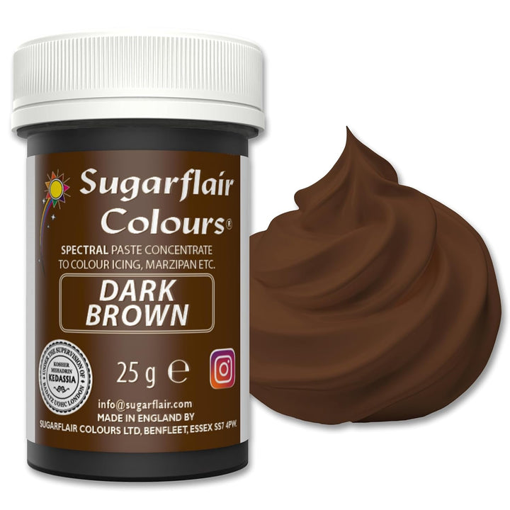 Sugarflair Spectral Navy Blue Lebensmittelfarbe Paste, Hochkonzentrierte Lebensmittelfarbe Für Buttercreme, Zuckerpaste, Royal Icing, Kuchenmischungen Und Mehr! Lebensmittelfarbstoff - 25G Coloranti Alimentari Naty Shop Dark Brown
