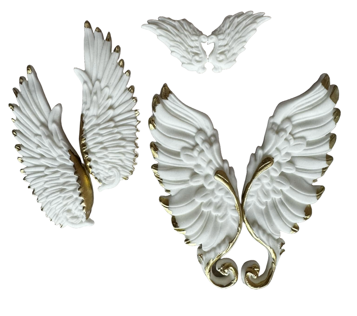 Set 3 decoratiuni comestibile din pasta de zahar, Aripi de inger Decoratiuni din Pasta de Zahar Naty Shop