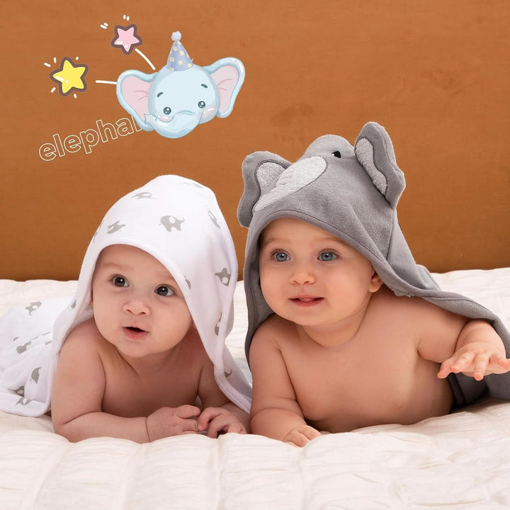 Set prosoape de baie Momcozy, 8 piese pentru bebelusi, 2 x prosoape cu gluga, 76 x 76 cm si 6 x prosoape pentru bebelusi 24 x 24 cm Mama si Copilul Naty Shop