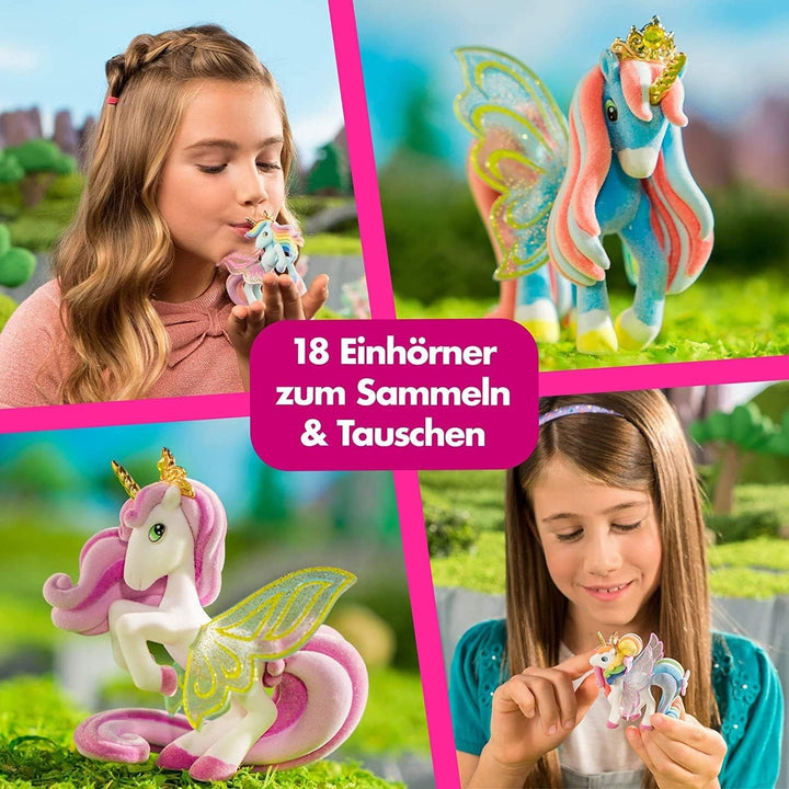 Galupy Unicorn - Pachet de 3 figurine unicorn, jucării unicorn de colecționat, figurine ponei cu aripi strălucitoare și cristal Swarovski Action figures Naty Shop