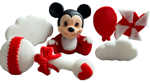 Set 6 decoratiuni comestibile din zahar, Mickey Mouse Decoratiuni din Pasta de Zahar Naty Shop