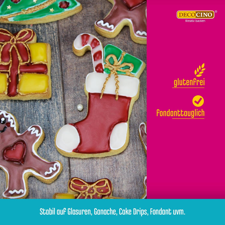 Decocino Zuckerschrift in Gold Lebensmittelfarben-Schrift Praktische Tube Zur Beschriftung Von Fondant & Glasuren Back-Deko Für Torten, Kuchen & Cup-Cakes! Coloranti Alimentari Naty Shop