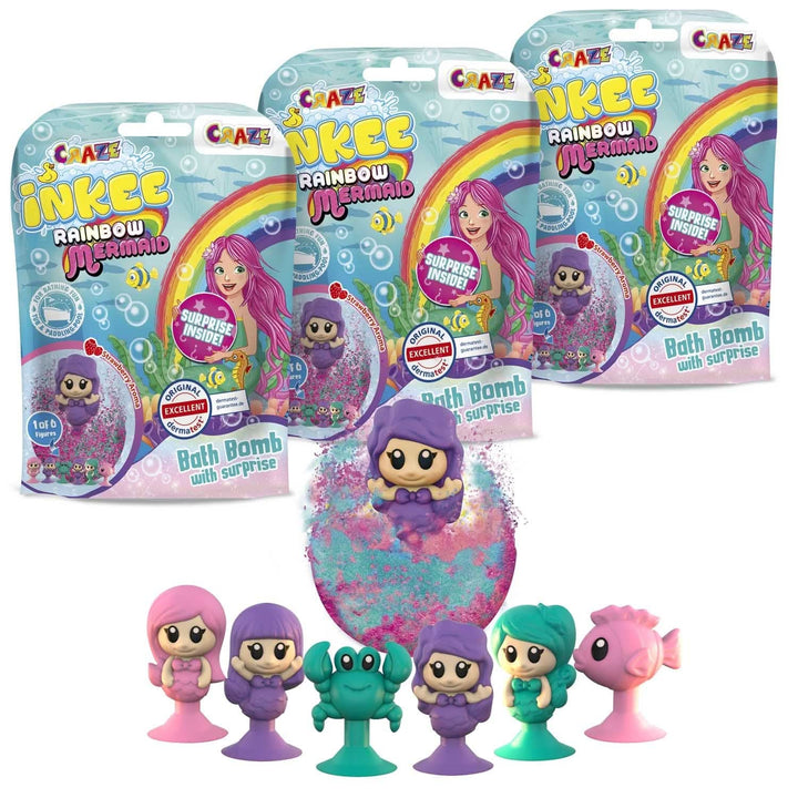INKEE UNICORN | Bomba de baie pentru copii cu surpriza, 100 G, unicorn, parfum de floricele de porumb Mama si Copilul Naty Shop 3X Rainbow Mermaid