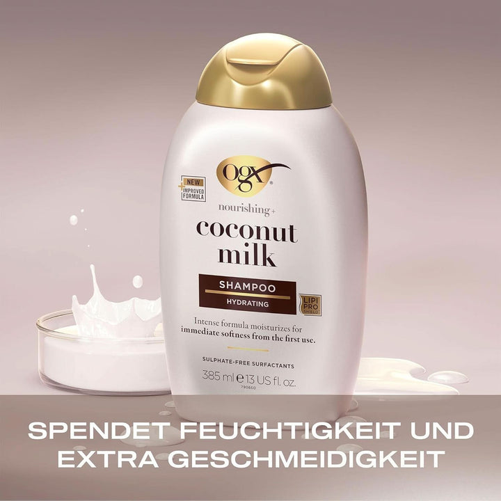 Șampon cu lapte de cocos OGX (385 ml), efect hidratant Duș și baie Naty Shop
