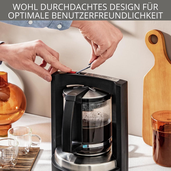 Cafetiera cu filtru Krups T8, 850 Watt, Oprire automată, 8-12 cești, Capacitate 1 litru, Filtru permanent, Comutator on/off iluminat, Ușor de utilizat, Negru, KM4689 Espressoare Besuche den Krups-Store