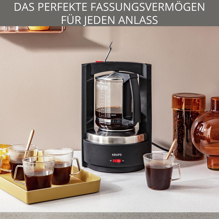 Cafetiera cu filtru Krups T8, 850 Watt, Oprire automată, 8-12 cești, Capacitate 1 litru, Filtru permanent, Comutator on/off iluminat, Ușor de utilizat, Negru, KM4689 Espressoare Besuche den Krups-Store