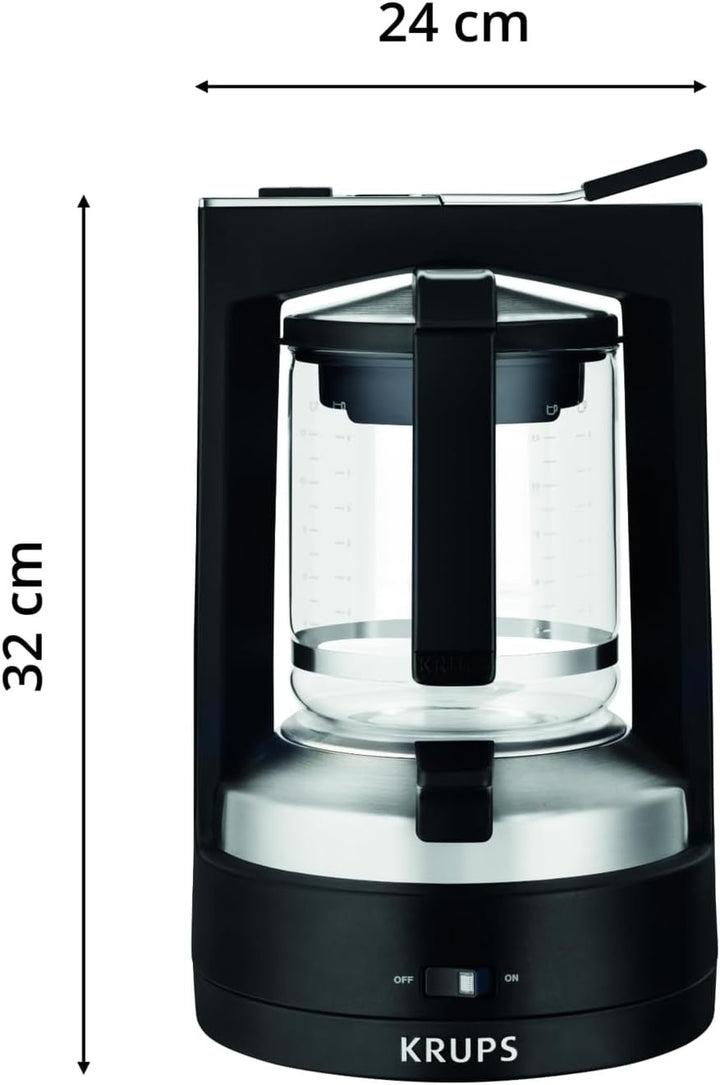Cafetiera cu filtru Krups T8, 850 Watt, Oprire automată, 8-12 cești, Capacitate 1 litru, Filtru permanent, Comutator on/off iluminat, Ușor de utilizat, Negru, KM4689 Espressoare Besuche den Krups-Store