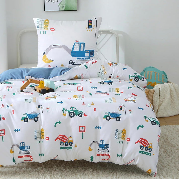 Fekohipy Bettwäsche 135X200 Mädchen Einhorn Kinderbettwäsche Rosa 3D-Druck Mikrofaser Regenbogen Kinder Bettbezug Mit Reißverschluss Und 1 Kissenbezug 80X80Cm 2-Teilige Kinderbettwäsche-Set Naty Shop Blaue Bagger 135X200Cm+80X80Cm