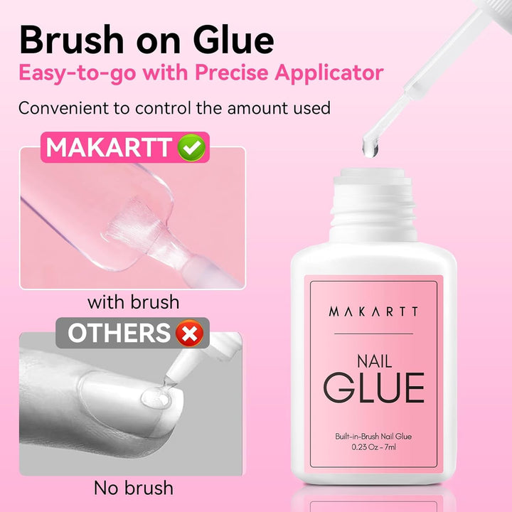Lipici de unghii Makartt extra puternic pentru unghii artificiale, uscare rapidă în 5 secunde, lipici acrilic pentru vârfuri de unghii sau unghii reparate, nu necesită întărire cu lampa UV, 7 ml