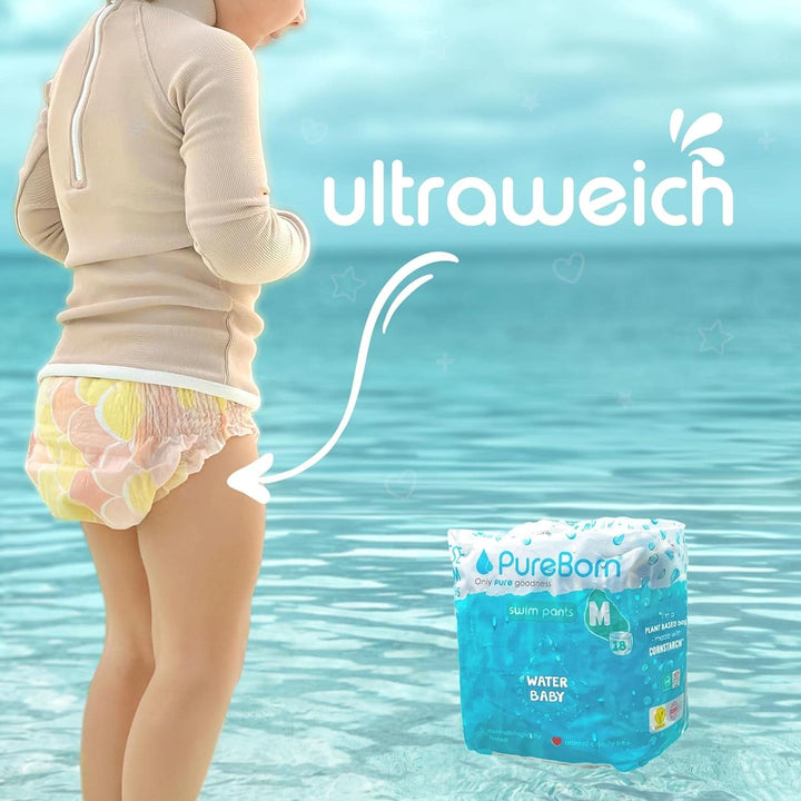Scutece de inot Pureborn, pantaloni de baie pentru bebelusi pentru plaja si piscina, ultra moi, elastice Mama si Copilul Naty Shop