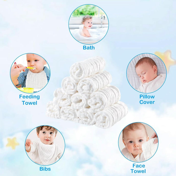 Prosoape de spălat pentru bebeluși EXTSUD, pachet de 10 prosoape de muselină pentru bebeluși Mama si Copilul Naty Shop