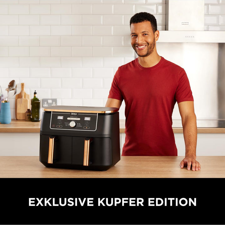 Ninja Foodi AF400EUCP MAX Dual Zone Air Fryer, 9.5L Airfryer, 2 compartimente, cu clește, acoperire neaderentă Electrocasnice Naty Shop