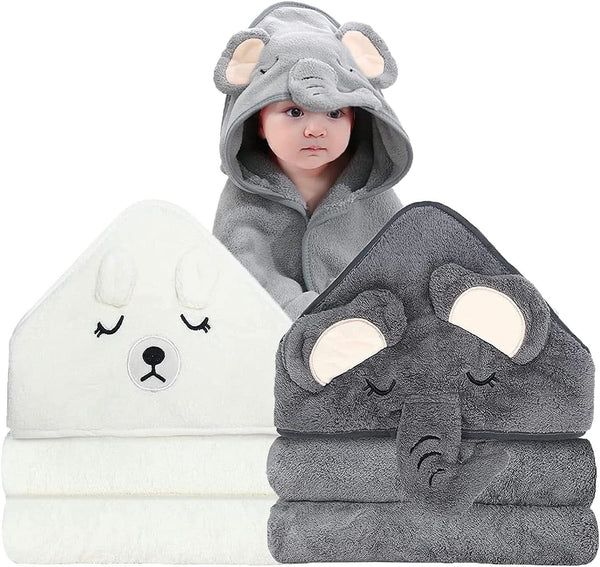 Pachet de 2 prosoape de baie cu glugă 80 x 80 cm Mama si Copilul Naty Shop Elephant Bear
