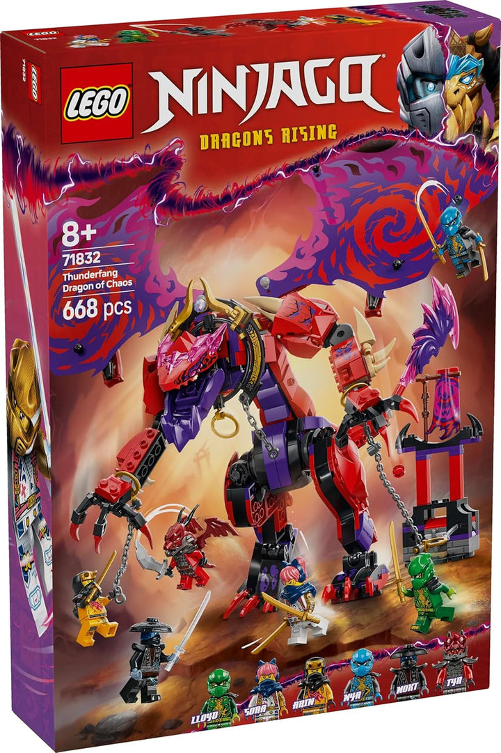 LEGO NINJAGO Chaos Dragon Thundertooth - Jucărie cu 6 minifigurine Ninja - Set de construcție pentru jocuri de rol pentru băieți și fete cu vârsta peste 8 ani - Cadouri pentru fanii serialului TV Rise of the Dragons 71832 Seturi de constructie Besuche den LEGO-Store